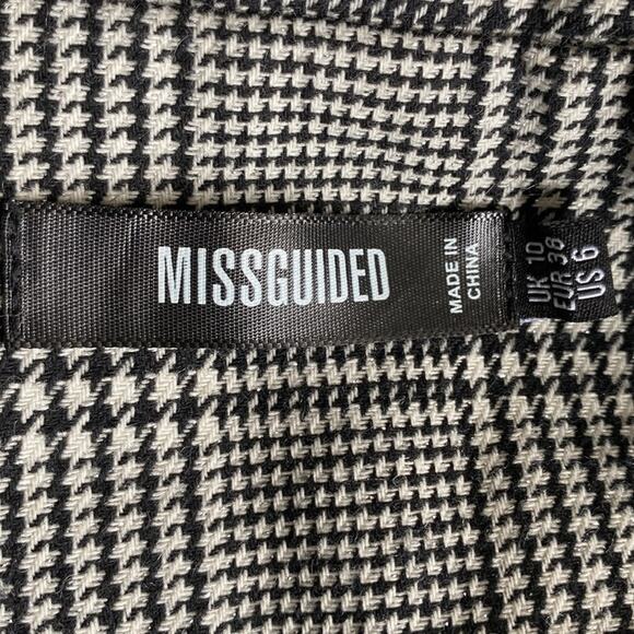MISSGUIDED Houndstooth Blazer Womens Sz 6 Black White Metallic Classic - Picture 7 of 7